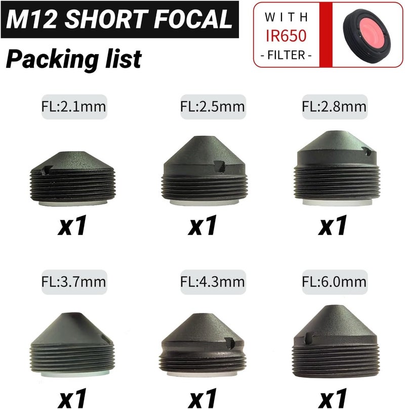 QILENS M12 Lens Sample Kit for Security Cameras – Short, Medium & Long Focal Lengths (2.1mm to 70mm) – Compatible with CCTV, Raspberry Pi, & Industrial Cameras (M12ShortKit) - Image 5